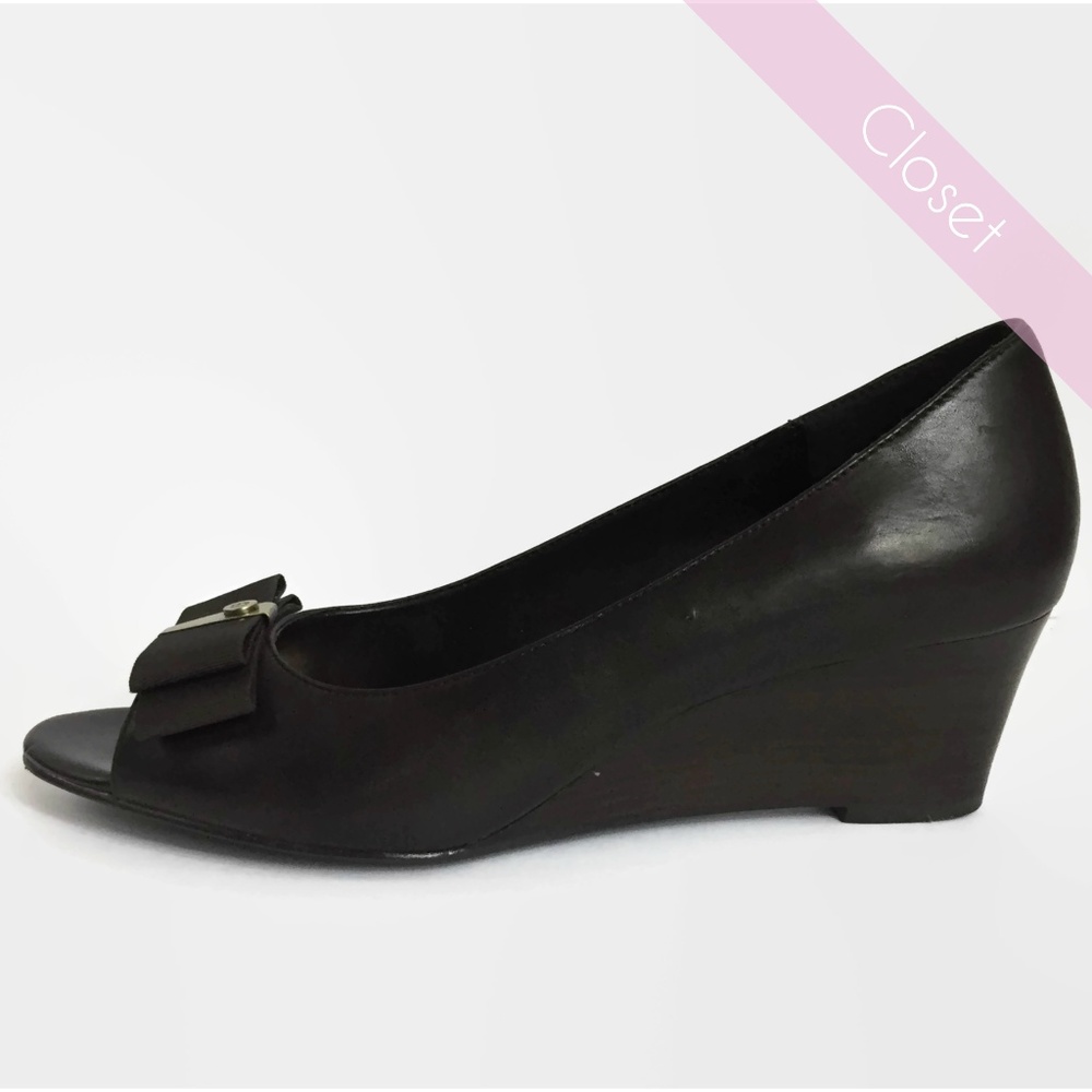 Etienne Aigner Dark Brown Peep Toe Wedge w/Boe